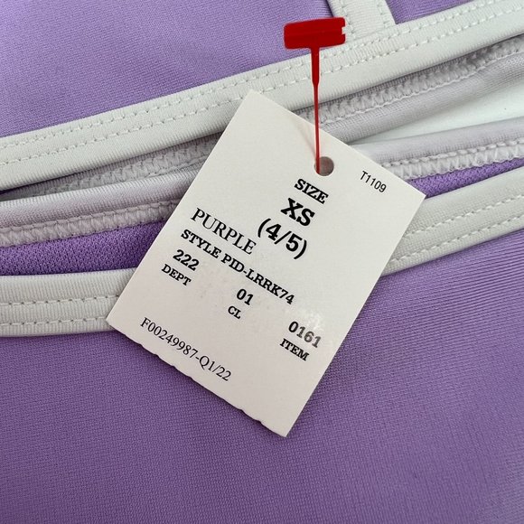 Cat & Jack Kids Girls' Tie Strap Sleeve Two-Piece Swimsuit Purple XS (4/5) NWT - Picture 5 of 7